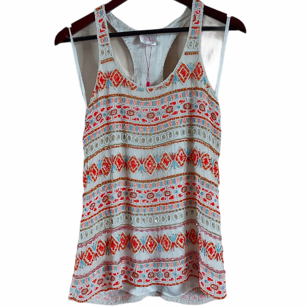 Parker Silk Beaded Tank Top Size Xs